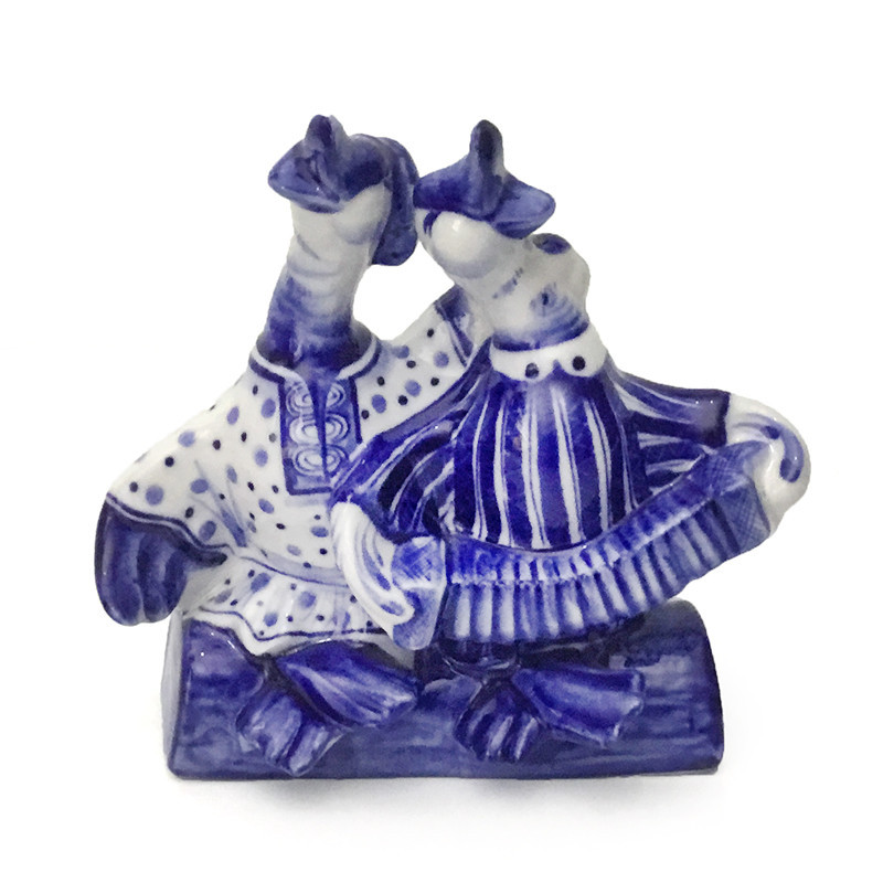 Статуэтка из керамики Гжель Два веселых гуся Киев - изображение 1