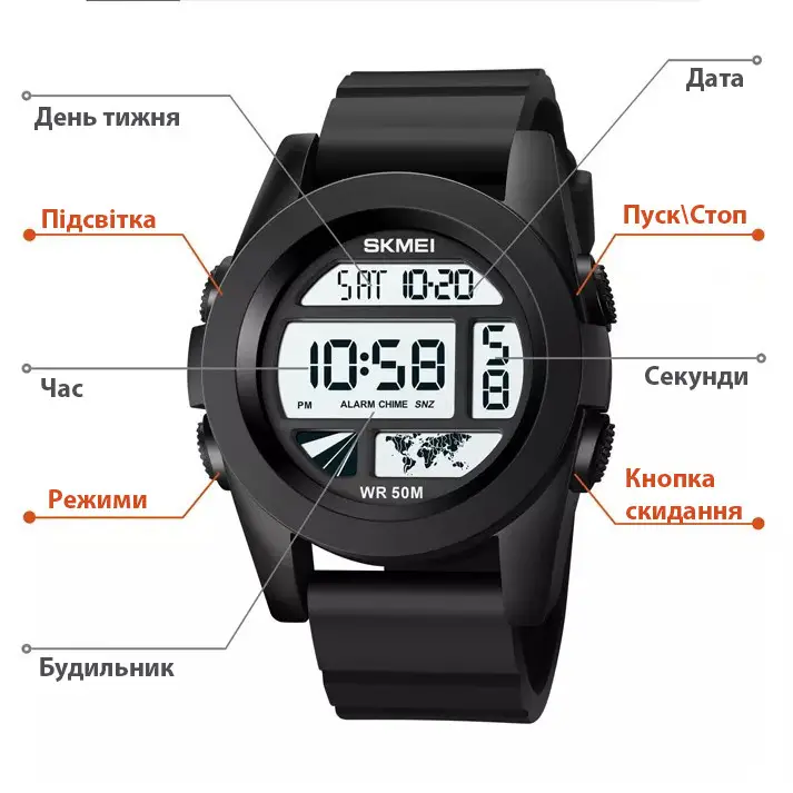 Чоловічий спортивний годинник Skmei 1906 (Білий циферблат) Київ - фото 4