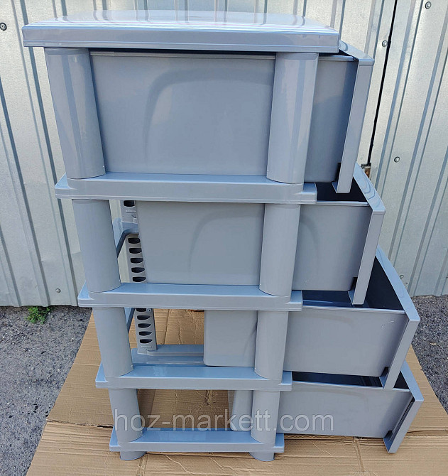 Пластиковый серый комод Смужки розовые Харьков - изображение 5