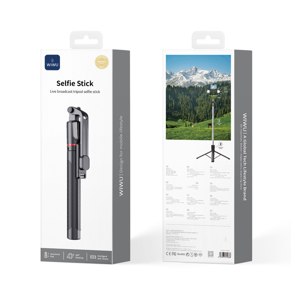 Селфі-трипод WIWU Live broadcast tripod selfie stick 1.8m Wi-SE015 Black Київ - фото 2
