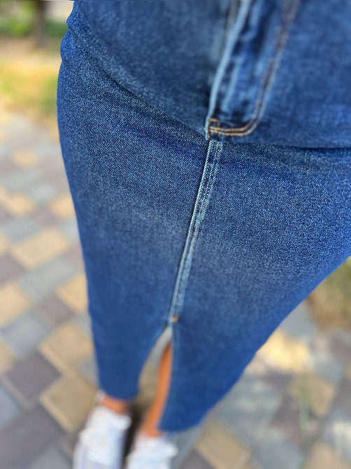 Спідниця жіноча Zeo Basic 3805 джинсова розріз з попереду довга стрейчева синій, синій, 34 Київ - фото 9