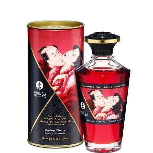 Розігрівальна олія Shunga Aphrodisiac Warming Oil – Blazing Cherry (100 мл) без цукру, смачна Sex Aura Київ - фото 1