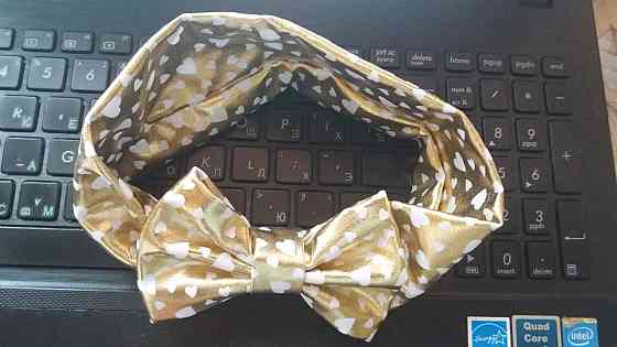 Блискуча під золото дитяча пов'язка - окружність 38-44см, бант 10см Київ