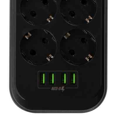 Мережевий фільтр живлення ColorWay CW-CHE64B, 6 розеток/4USB Black (CW-CHE64B) Вінниця