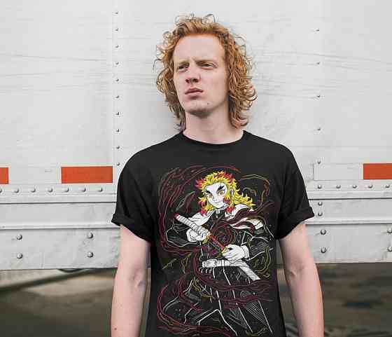 Футболка для хлопчика з аніме принтом Вбивця демонів оверсайз (зріст від 165 до 180) Чорний AnimeJ0998m Дніпро