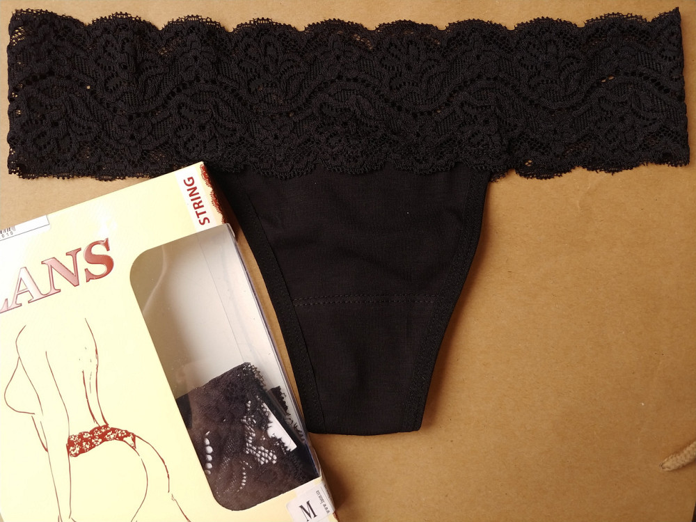 Стринги кружевные хлопок (2шт в уп) Lans 22/030 XL, Черный Киев - изображение 2