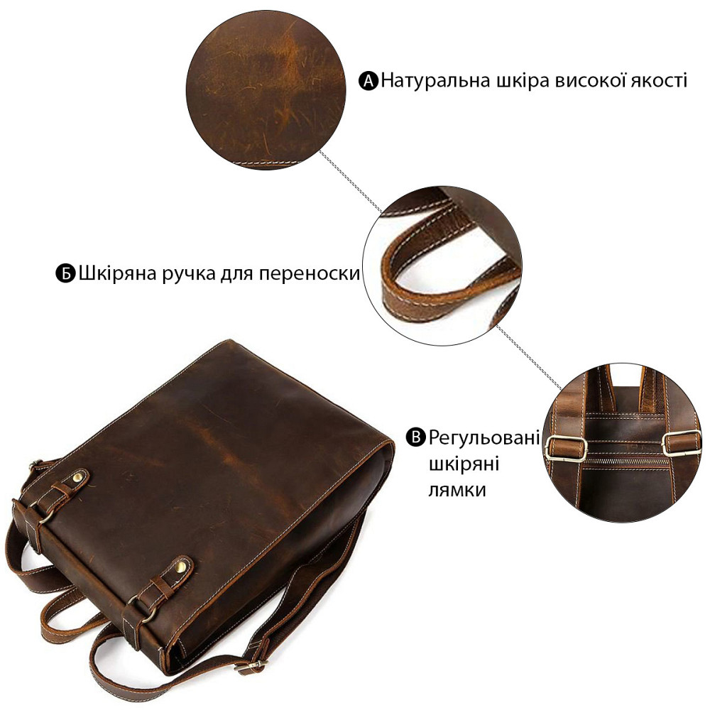 Рюкзак шкіряний дорожній Vintage 14796 Коричневий Київ - фото 4