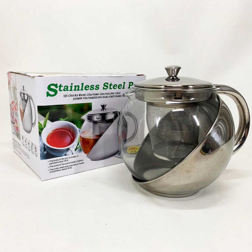 Стеклянный заварник, Удобный заварочный чайник из стекла с ситом, Заварник прозрачный LN-69 Львов - изображение 3