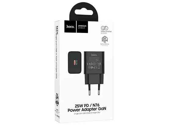 Мережевий зарядний пристрій PD Type-C N76 PD25W/GaN чорний ТМ HOCO Київ