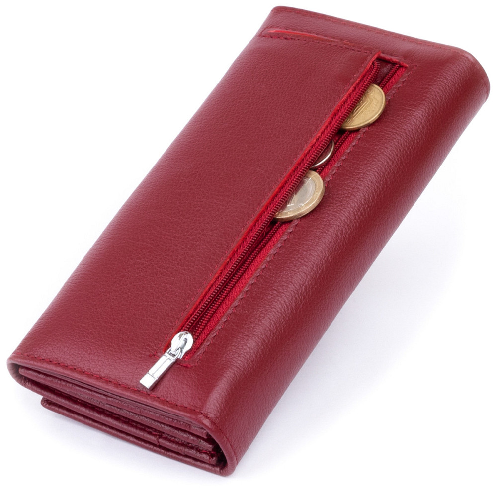 Жіночий шкіряний гаманець з клапаном на магнітах бордовий (ST Leather) Київ - фото 18