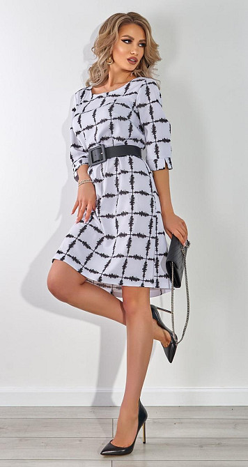 Белое платье в клетку свободного кроя Киев - изображение 3