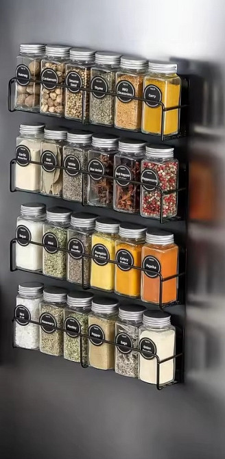 Набір для спецій у комплекті 24 банки та 4 магнітних полиці металеві, чорний Кам'янець-Подільський - фото 4