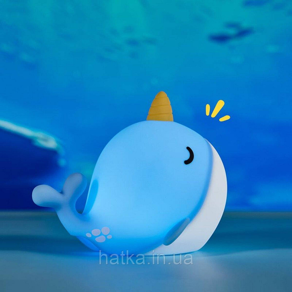 Нічник дитячий силіконовий сенсорний Кит VALESO A044 для спальні акумуляторний блакитний Київ - фото 6