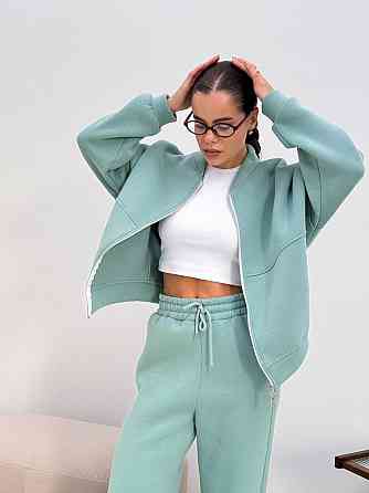 Жіночий теплий костюм-двійка з широкими штанами Оливка 42/46 Харків