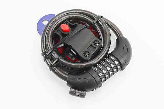 Замок протиугінний тросовий 1200х12мм з 5-ти значним кодом, кріплення за трубу сидіння, TY566 Київ