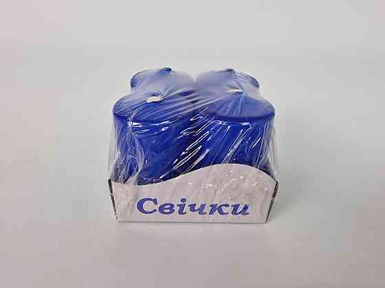 Цветная Цилиндр парафиновая свеча (40/60) СИНЯЯ крашеная  внутри белая (4 шт) Харьков