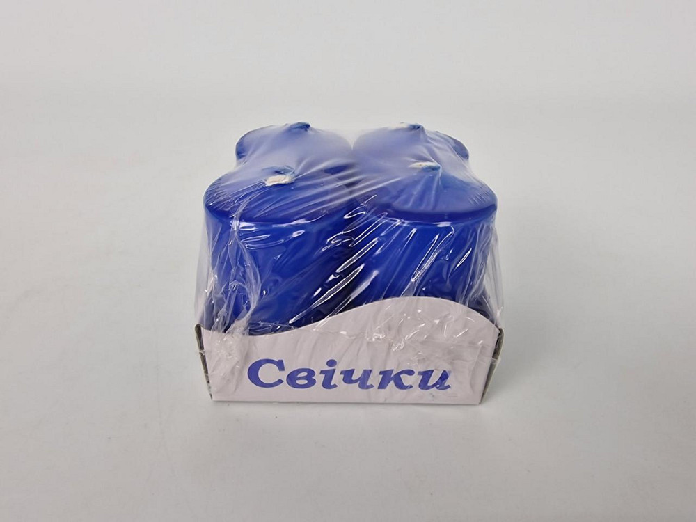 Цветная Цилиндр парафиновая свеча (40/60) СИНЯЯ крашеная  внутри белая (4 шт) Харьков - изображение 2