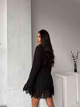 Женское стильное романтичное платье-пиджак с кружевом креп костюмка 46/48 Одесса