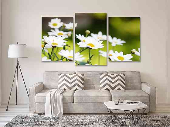 Модульна картина у вітальню/ спальню Ромашки Art-537_3 70x130 см Київ