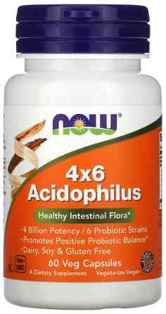 Пробіотики Now Foods Acidophilus 4x6 60 рослинних капсул Київ