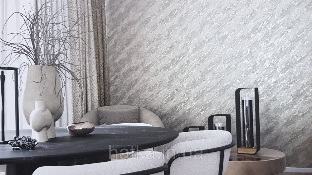 Шпалери вінілові на флізеліні Marburg Lava метрові під штукатурку бежево-сірі зі сріблом Київ - фото 3