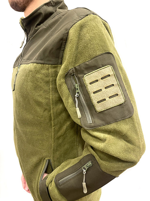 Теплая флисовая армейская кофта, тактическая кофта для военных и армии зсу цвета хаки размер L Каменец-Подольский - изображение 3