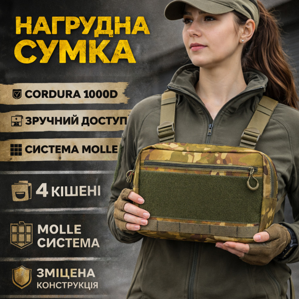 Сумка через плечо из военной ткани, Мужская уличная сумка через плечо, Практичная сумка-мессенджер OA-42 Львов - изображение 17