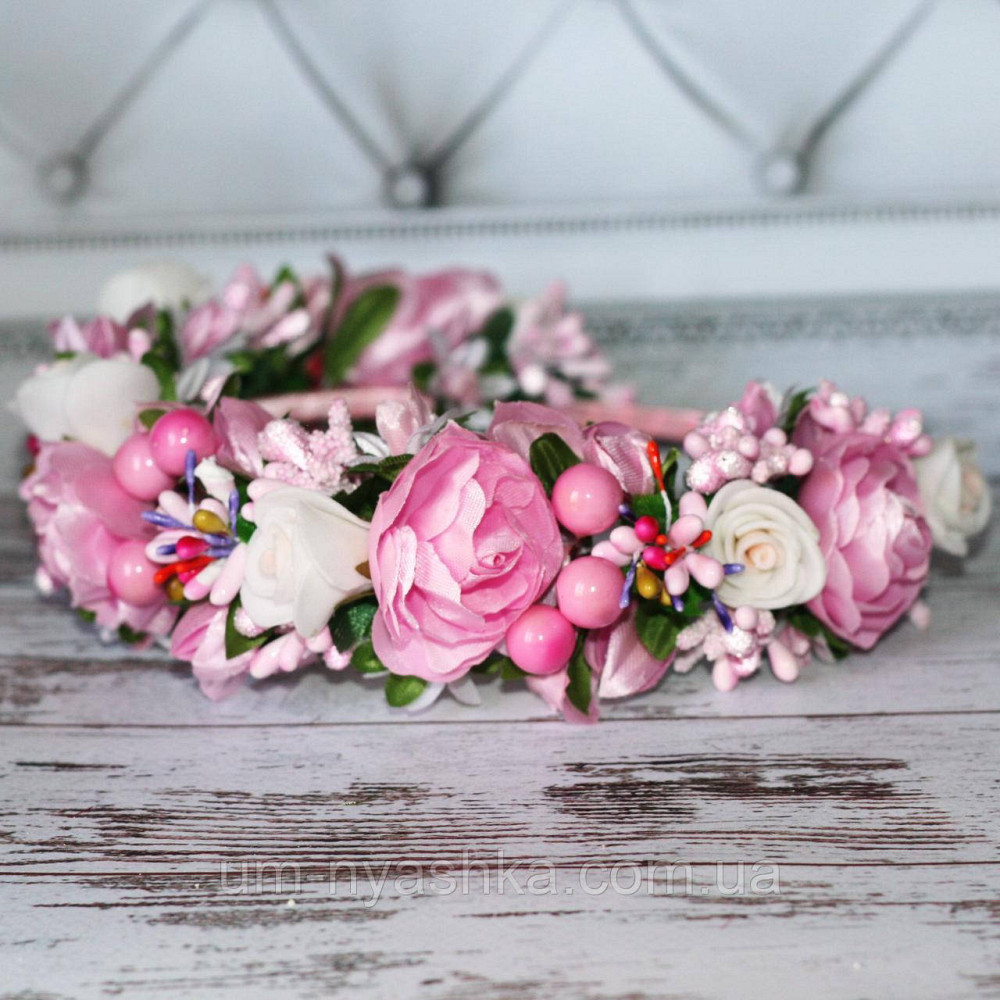 Обідок обруч з трояндочками "Рожевий Пишний" Кривий Ріг - фото 3