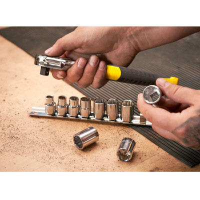 Набор головок Stanley торцевых 3/8" 10 шт. с трещеткой (STMT82670-0) Винница - изображение 2