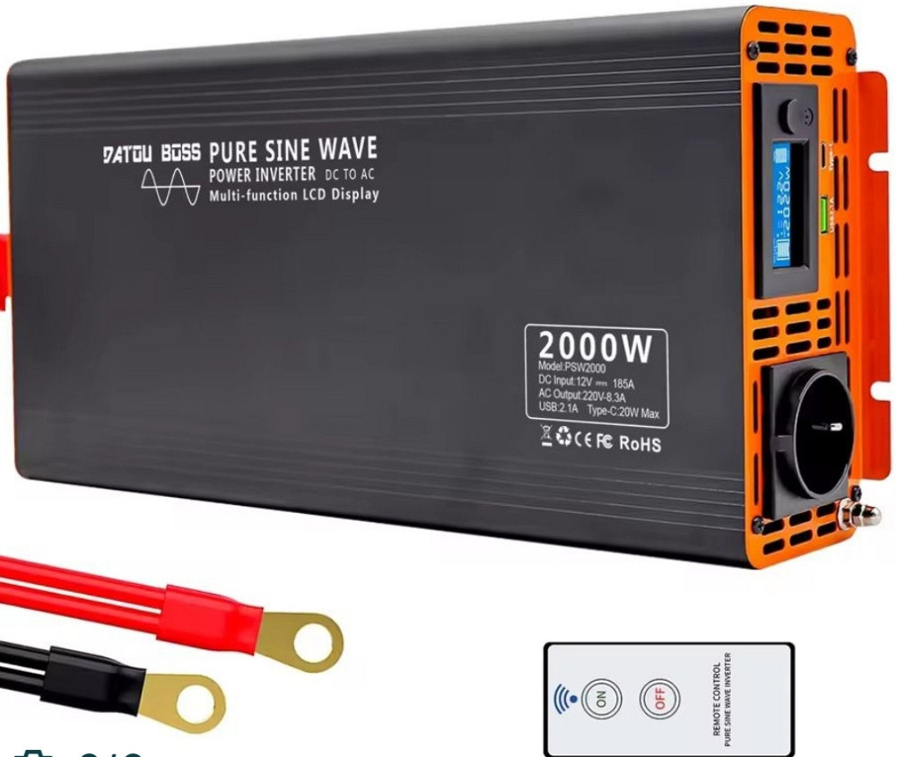 Інвертор напруги Datouboss 12В на 220В потужністю 2000Вт. Харків - фото 5