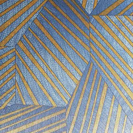 Шпалери метрові вінілові на флізелін дизайнерські Erismann Elle геометрія абстракція смуги сині золотом 3д Київ