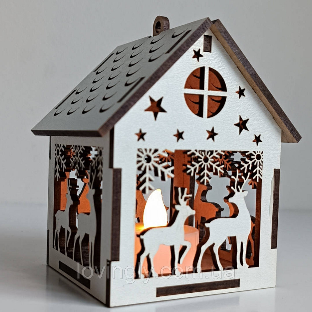 Новогодние игрушки с подсветкой LED. Домик 10см Декор 