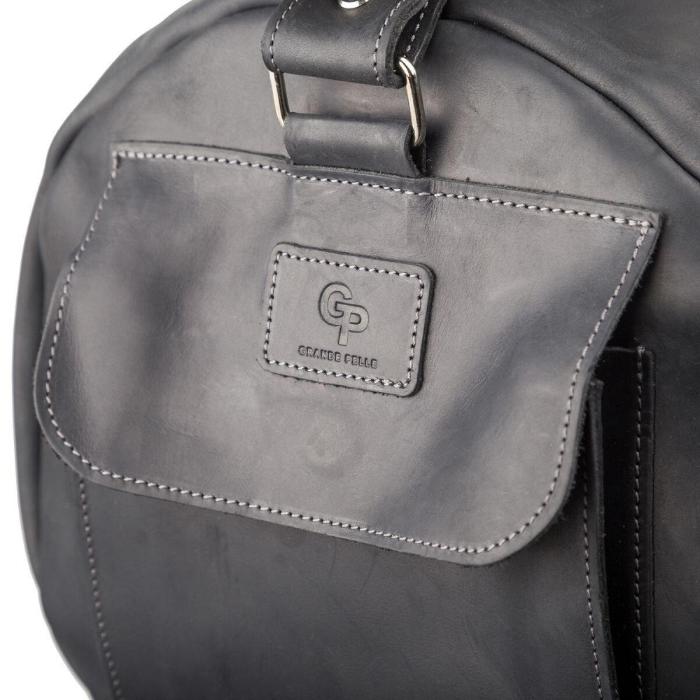 Сумка дорожная Grande Pelle 11046 из винтажной кожи Черная Киев - изображение 6