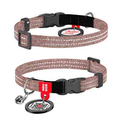 Ошейник для животных WAUDOG Re-cotton с QR паспортом, пластиковый фастекс XS коричневый (16426) Винница