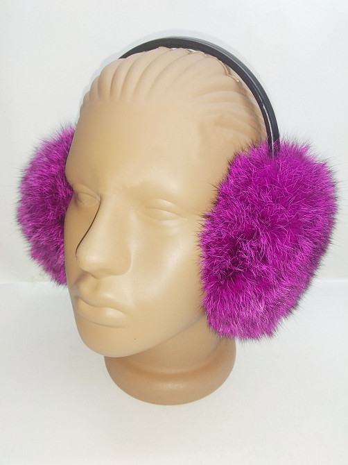 Наушники меховые детские из кролика Темная фуксия Харьков - изображение 2