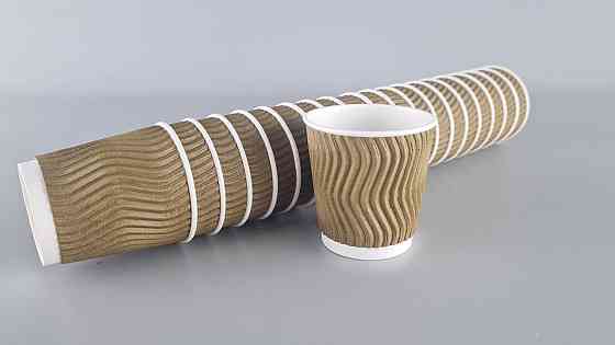 Бумажные одноразовые стаканы гофрированные 110мл 