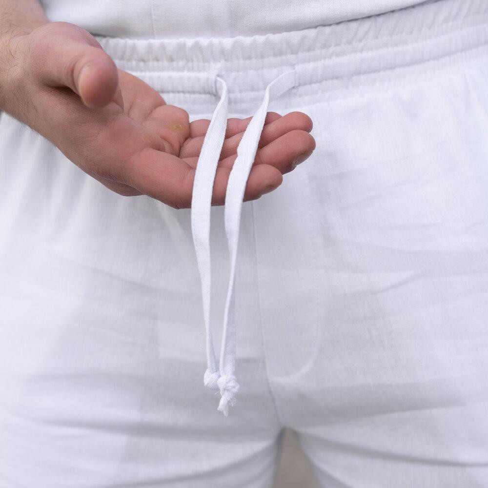 Шорти чоловічі льняні з кишенями білі Pobedov Marsel Київ - фото 4