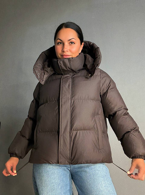 Куртка женская Lady Yep 10005 дутая пуффер с капюшоном коричневая, коричневый, 42 Киев - изображение 18
