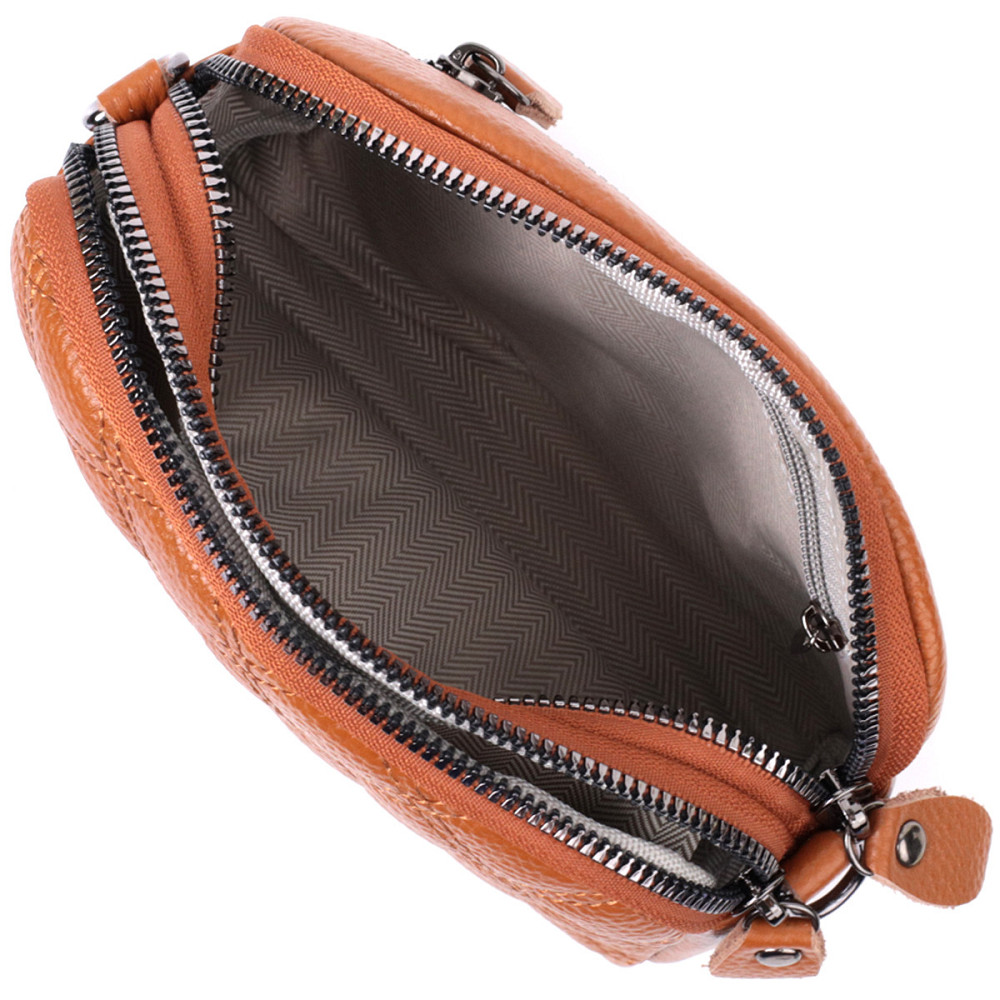 Стильна жіноча сумка прошита ромбами на лицьовій стороні з натуральної шкіри Vintage 22809 Рудий Київ - фото 8