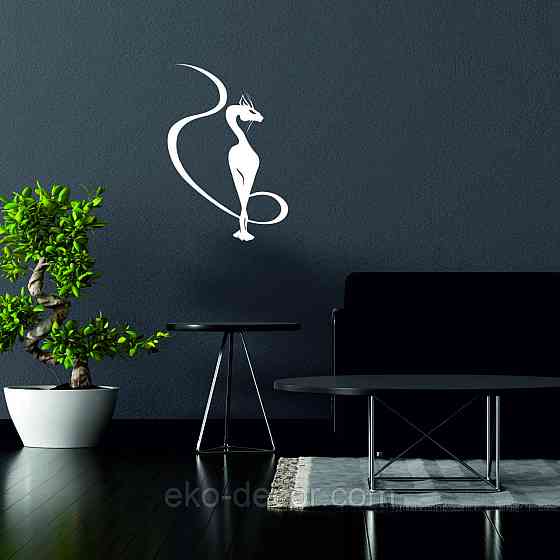 Декоративное настенное 3D Панно «Кот» Декор на стену с объемом 90*61 см, білий Киев