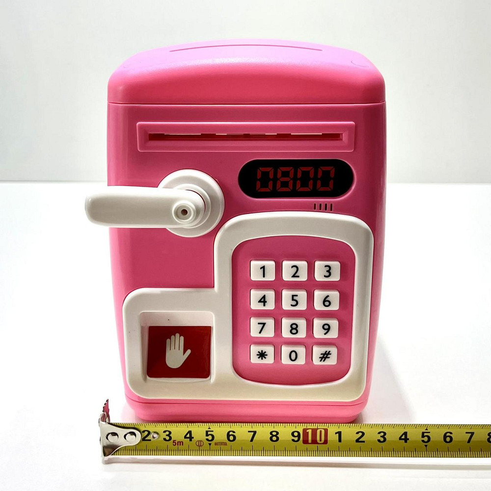 Сейф-скарбничка дитяча зі сканером відбитка пальця та кодовим замком затягує купюри звук підсвічування Рожевий (MK 5411) Чернігів - фото 9