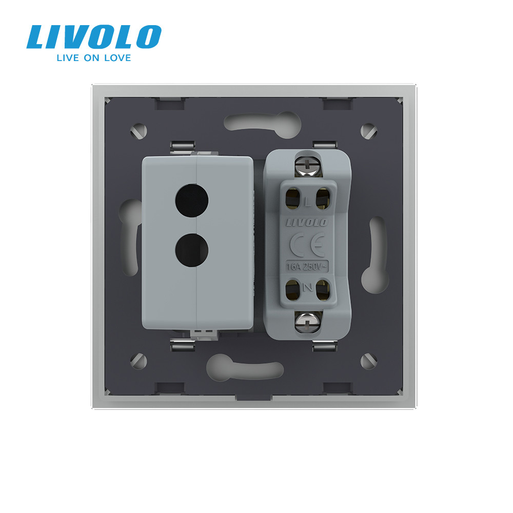 LIVOLO Розетка універсальна з USB розеткою Livolo сірий скло (VL-C7C1AUSB-15) Коломыя - изображение 5
