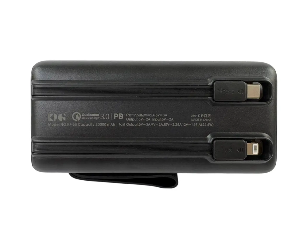 Power Bank KP-38 30000mAh 22.5W  зовнішній акумулятор, швидка зарядка, USB, Type-C Одеса - фото 7