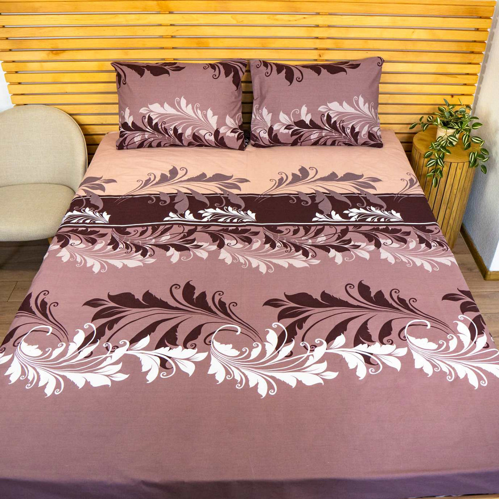 Комплект двоспальної постільної білизни Бязь Голд Мрія 120 г/м2 YouStar (Коричневий) 2 х 50х70 Суми - фото 3