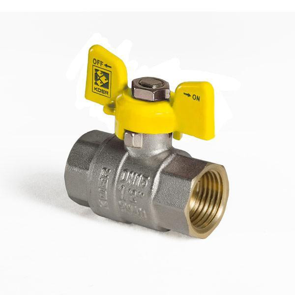 Кран кульовий KOER KR.217.G - 1/2" FF ГГМ YELLOW, ручка "метелик" жовта (KR0032)   ( 22693 ) Харків - фото 3