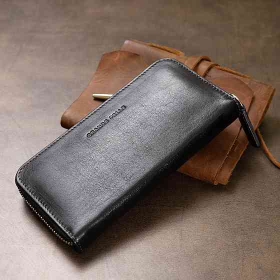 Кожаный женский кошелек на молнии GRANDE PELLE 11562 Черный Киев