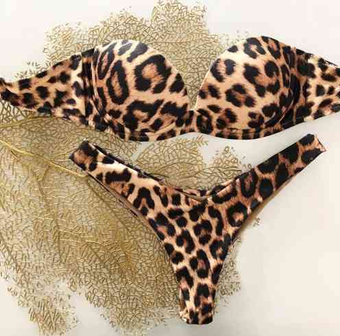 Купальник з чашечками роздільний жіночий леопардовий Київ