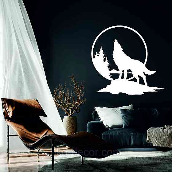 Декоративное настенное Панно «Волк на природе», Декор на стену 70*65 см, Белый Киев