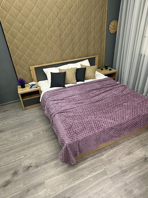 Плед-покривало Шахи 200х210 см (+-5см) Ліловий (87-034) Київ - фото 4