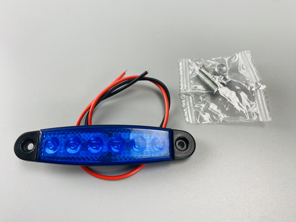 Ліхтар LED габаритний 24V IP67 6 led діодів SMD синій, оптична лінза + кріплення для авто Мукачево - фото 9